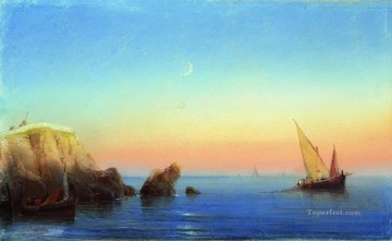 Ivan Aivazovsky mar en calma costa rocosa Paisaje marino Pinturas al óleo
